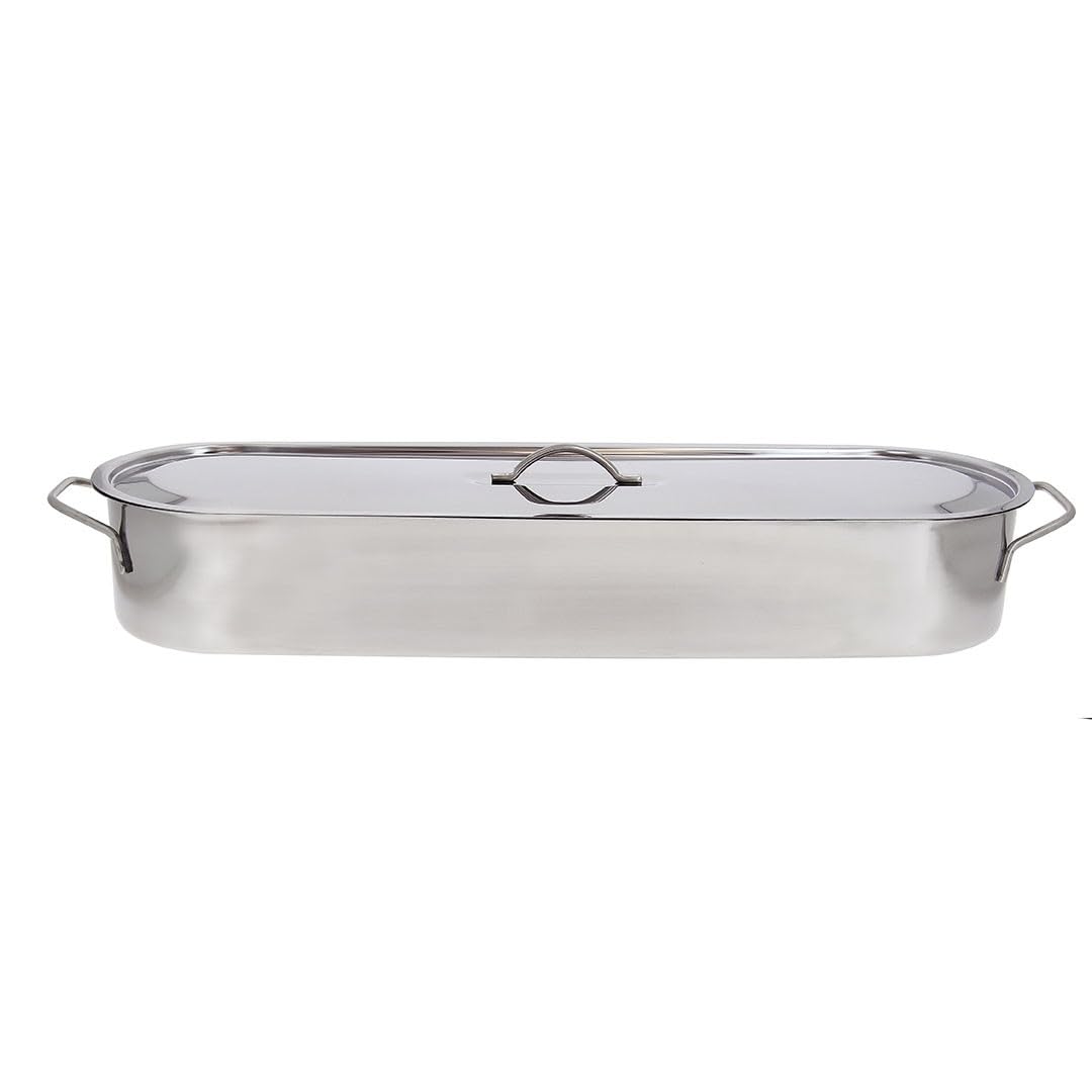 De Buyer - Pentola da pesce in acciaio INOX 18% (con griglia e coperchio) per induzione