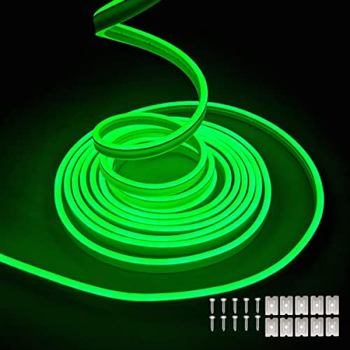 Maxlaxer Green LED Neon Strip Light，16.4ft/5m 12V DC Waterproof Flexible Light Strip for Indoor and Outdoor Decor, Bedroom, Kitchen, Party, TV
