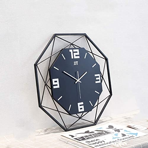 Horloge murale de salon blanche grande pendule quartz silencieuse polygonale moderne