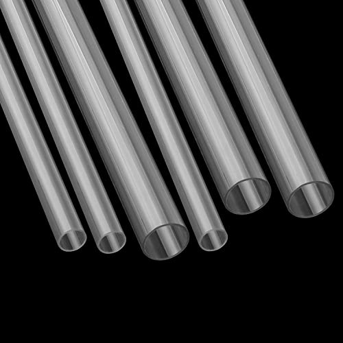Image of 10PCS Rigid PETG Tube, 5PCS 1 inch (25mm) OD & 5PCS 1 /2 inch (12mm) OD x 1mm Wall Thickness, 16 inch Length Clear DIY Acrylic Tube