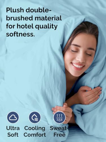 Image of Duvet Cover Oversized King - 3 Piece with Zipper Closure - Light Blue