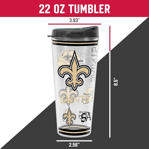 Image of Rico Industries NFL Football New Orleans Saints Double Wall 20oz Tritan Tumbler