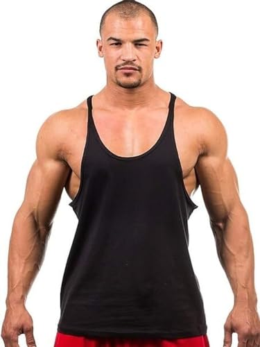 Image of Men's Summer Inner Vest Stringer Soild Round Neck Sleeveless Polyester Tshirt for Gym