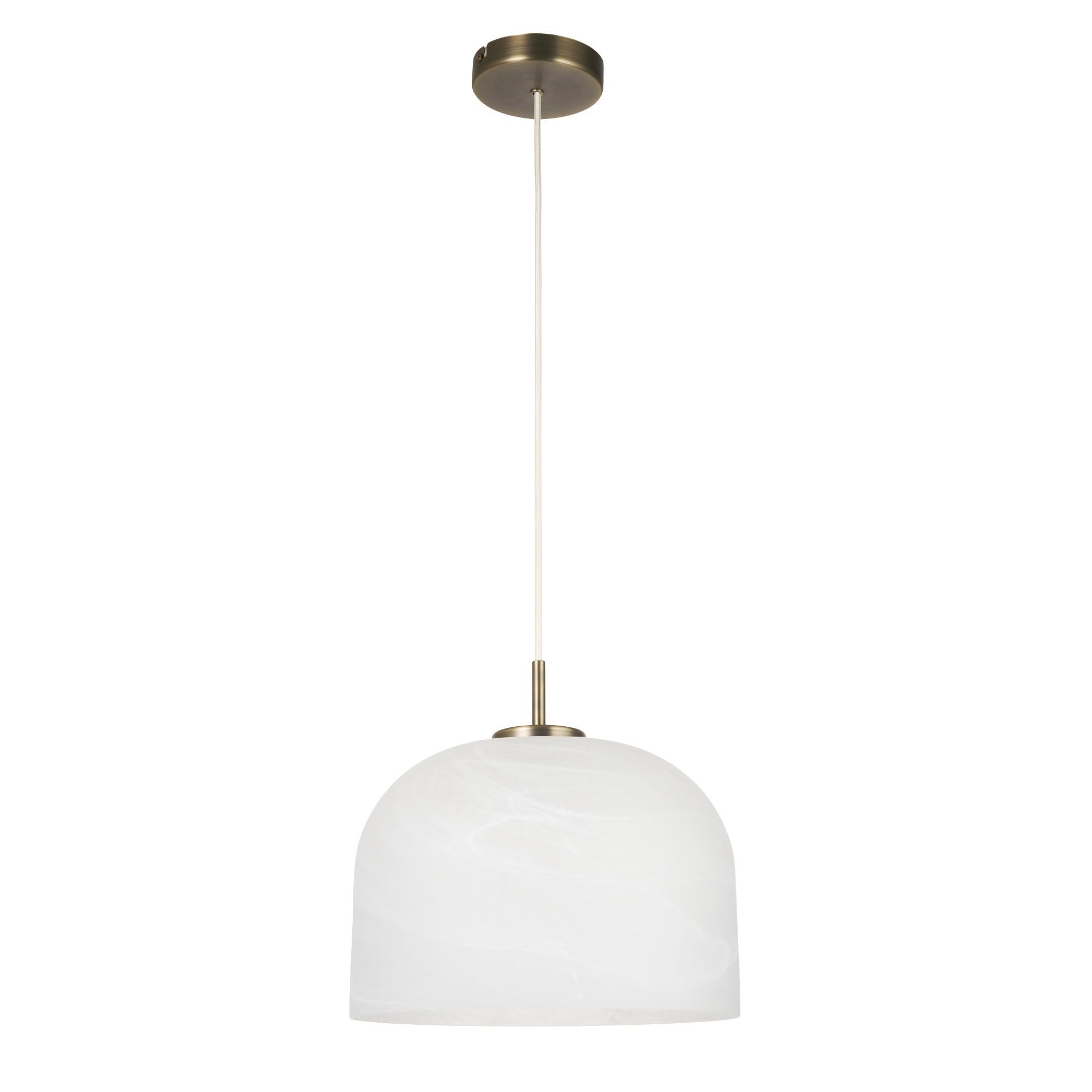 B&Q -  OberonAntique Brass Ceiling Pendant Light With Alabaster Shade