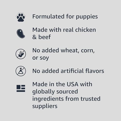 Image of Amazon Basics Puppy Chopped Ground Dinner Canned Dog Food, with Chicken & Beef, 13.2oz (Pack of 12)
