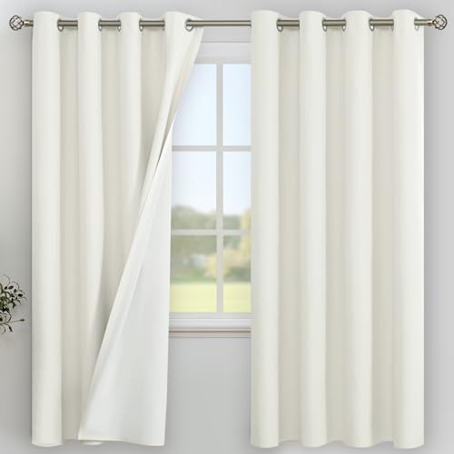 Image of YoungsTex Ivory Linen 100% Blackout Curtains 78 Inch Length for Bedroom, Thermal Insulated Black Out Drapes with Grommet for Farmhouse Living Room, 2 Panels, 52 X 78 Inch