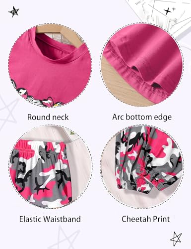 Image of Girls Outfits Short Sleeve Irregular Tops + Camouflage Long Legging Outfits 2PCs Summer Pant Sets 6-14T