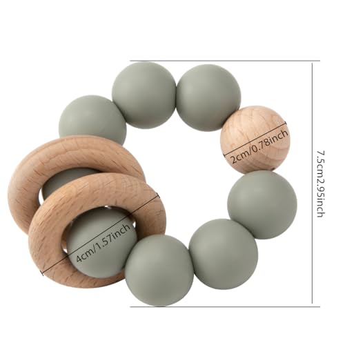 Image of Silicone Baby Teether, Food Grade Silicone & Beech Baby Teething Toy, BPA Free (Jet Black)