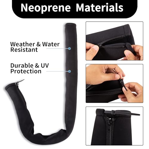 2PCS 48-Inch Trolling Motor Cable Sleeve,Zippered Rigging Sleeve,Made of Neoprene Thick Trolling Motor Sleeve,Great for Cover Wire and Extension Cords, Organized Cable Management(Black) - Thumbnail 4