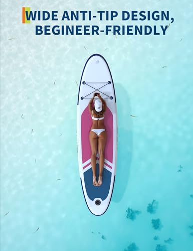 Inflatable Stand Up Paddle Board, 10'6" Inflatable Paddle Boards with Premium Accessories, Non-Slip EVA Deck, Ultra-Light Carry Bag Pump, Meander SUP for Youth & Adults