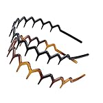 Set of 2 Zig Zag Black Plastic Sharks Tooth Hair Comb Headband Hair Hoop Accessory for Women’s Lady Girls (1 Black Color+1 Brown)