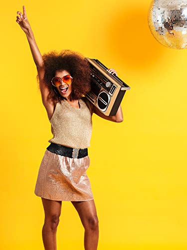 3 Pieces Sequin Belt for 70s 80s Costume Party, Disco Party Costume Wide Waist Elastic Cinch Belt Cheerleader Stretchy for Women Girl Metal Buckle Glitte (Gold Silver Black)4