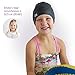 The Friendly Swede Swim Caps for Women & Men - Silicone Swimming Caps for Medium & Long Hair; Waterproof Swimming Cap for Women to Keep Hair Dry; Swim Cap for Adult and Child - Blue & Black 2-Pack