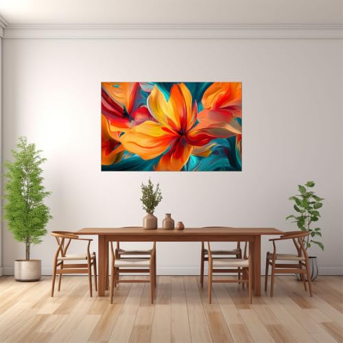 Tableau moderne toile tulipe orange grand format 70x100cm abstrait - 2