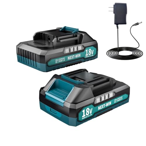NEXT-WIN 2-Pack 2.0Ah Battery Replacement for Makita 18V Battery Compatible with 18 Volt BL1860B BL1850B BL1840B BL1830B BL1820B Cordless Power Tools Lithium Battery with LED Level Indicator (Blue)