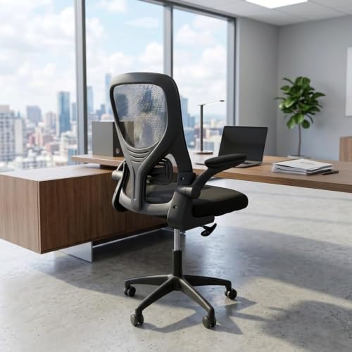 Image of NORMAN JR Black | Mid Back Imported Mesh Fabric Boss Office Chair | Y Design Ergonomic Back Support | 2D Aero Design Adjustable Armrests | Synchro Tilt Lock Mechanism | Adjustable Lumbar Support