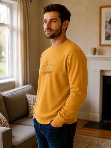 Image of Mack Jonney Men's Printed Fleece Sweatshirt|Full Sleeve Round Neck Winter Sweatshirt for Casual Wear|Travel|Gym & Everyday Style-mj-403