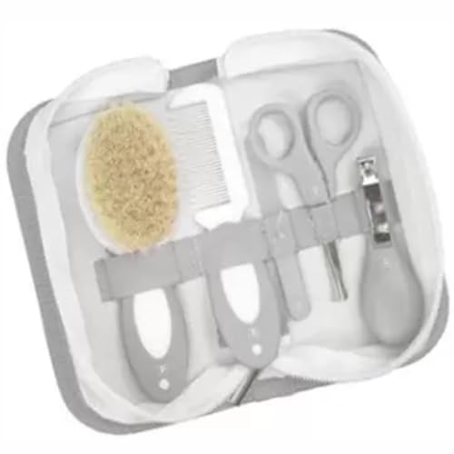 Kit Higiene 5 Peças Para Bebê Com Necessaire Pente Escova Cortador de Unha Tesoura Lixa Pimpolho (CI