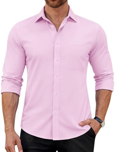 J.VER Hemd Herren Langarm Unifarben Business Casual Bügelfrei Stretchhemd | Für Büro Party Club Reisen Alltägliche, Elegant Modische Formell Lässig Männerhemd, Knitterfrei Atmungsa