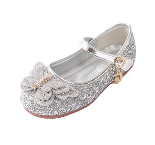 Girl's Ballerina Ballet Flats Glitter Mary Jane Slip-on Flower Dress Shoes(Toddler/Little Kid) - Main Image