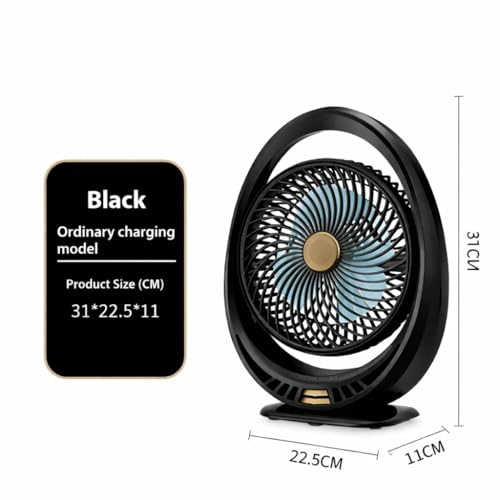 Image of 4000mAh High Speed ๐๐๐๐ก๐๐ซ๐ ๐๐๐๐ฅ๐ Table Fan for Home, ๐๐ฌ๐๐ข๐ฅ๐ฅ๐๐ญ๐ข๐ง๐ ๐๐๐ง with ๐๐๐ ๐๐ข๐ ๐ก๐ญ | ๐๐๐ ๐๐๐ซ๐ฌ๐จ๐ง๐๐ฅ Fan, ๐ ๐๐ฉ๐๐๐ (KO - Black)