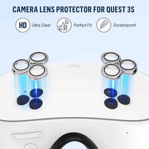 Silicone Cover Set Compatible with Meta/Oculus Quest 3s Accessories, Silicone Face Cover, Controller Grip Cover, Camera Lens Protector, VR Shell Cover, Protective Lens Cover, Not Fit Quest 3 - 3