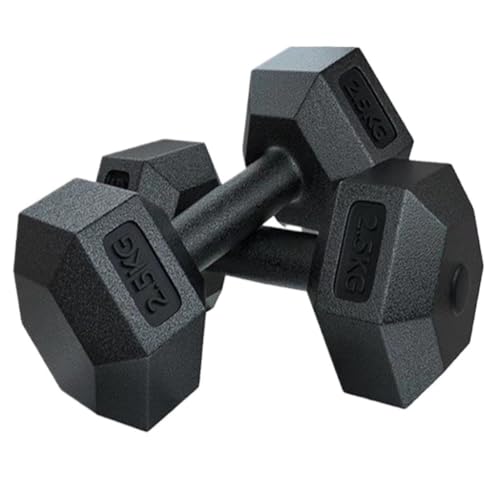WUHUQN Mancuernas de fitness para hombres, equipo de fitness en casa para entrenamiento de brazos, un par de mancuernas hexagonales recubiertas de goma