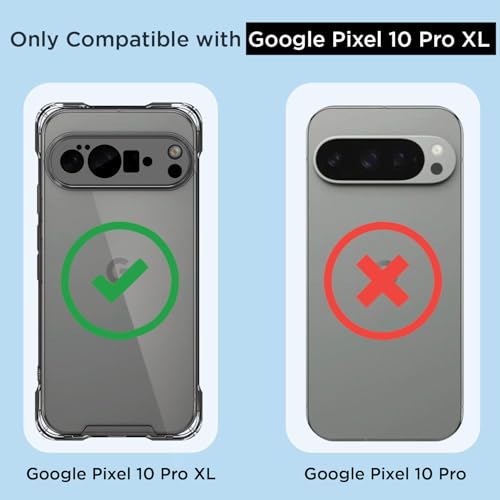 Image of Amazon Basics Back Cover for Google Pixel 10 Pro XL PC + TPU Clear Transparent Raised Edges Shockproof Protective Phone Bumper Case(Transparent)