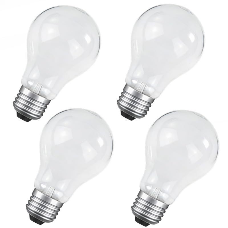 NABKRA 100 Watt Incandescent Light Bulbs A19 100W Incandescent Bulb Shatter Resistant Rough Service Light Bulb (4 Pack)