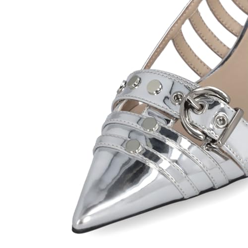 YDN Women's Pointed Toe Kitten Low Heel Pumps Buckle Strap Cutout Stylish Daily Dressy Casual Lady Girls Shoes Size 4-16 US4