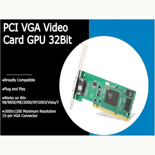 Image of PCI VGA Graphics Card - Legacy Video Display Adapter for Desktop PCs - Dual Monitor Support, High-Resolution Output - Plug & Play - Compatible with Windows Systems