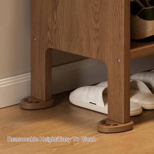 Assise rembourrée et étagère à chaussures compacte style rustique