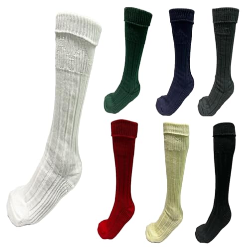 Mens Traditional Scottish Kilt Hose,Scottish Ribbed Socks For Mens Wool Blend Cuff Over Your Kilt Hose