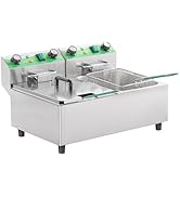 NUPANT 20L/21.2QT Commercial Deep Fryer with Timer Dual Tank Electric Countertop Fryer with Doubl...