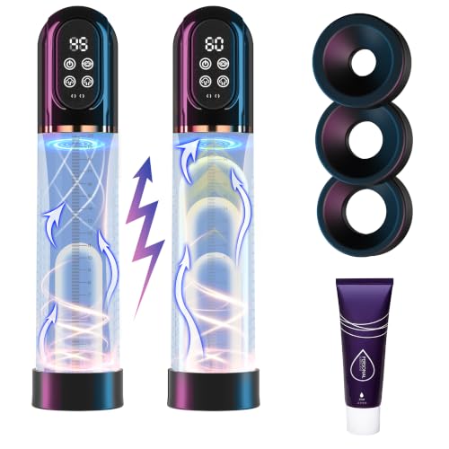 HIVEFUN Penis Pump Electric Vacuum Device for Men Vacuum Pump with 4 Suction Intensities 3 Auto Training Modes IPX7 Waterproof Male Vacuum Pump Vacuum Enhancement Pump Male Vacuum Trainer