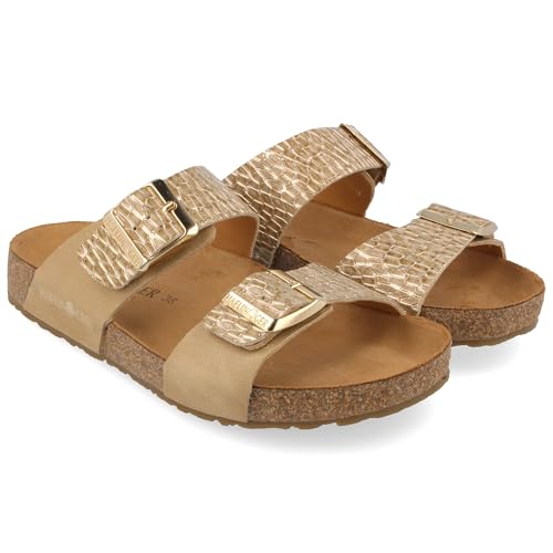 Image of HAFLINGER Andrea Elegant Leather Sandals with Rubber Sole and Cork Latex Footbed Unisex