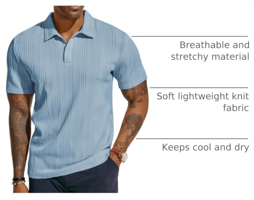 Image of PJ PAUL JONES Mens Polo Shirts Short Sleeve Textured Knit Polos
