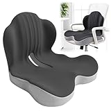 LOMUG Sitzkissen mit Rückenlehne, Memory Schaum Orthopädisch mit Rückenstütze, Ergonomisch Steißbeinkissen für Lschias Bürostuhl Auto LKW Rollstuhl Zuhause Büro Langstrecken Fahrer