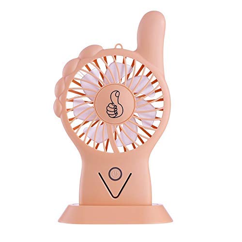 WBHD Tragbarer Mini-USB-Taschenventilator, bunte Beleuchtung, klein, tragbar, geeignet für Studenten, Reisen im Freien, sehr leise Ventilator (Farbe: Pink), Orange Cover