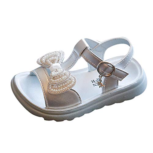 Baby Toddler Girls Summer Princess Sandals for 1-10 Years Old Kids Children Pearl Bling Sequins Casual Shoes (2-2.5 Years Old, White)