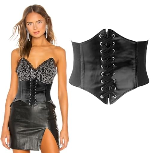 JEYORZY 1 pcs Corsé elástico ancho para mujer y niña Cinturón para mujer con cordones atados vintage de piel regalos para cinturón corsé, Corsé para Mujer, Ajustable para Vestidos Góticos, negro | Ya disponible en tu tienda friki favorita! En mundofriki.es!