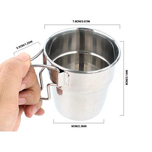 Macabolo Stackable Camping Cups, 4 Pack Stainless Steel Camping Cups with Folding Handle Outdoor Travel Cup Set - Image 3
