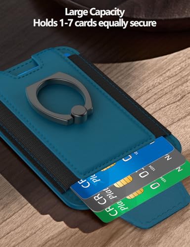 Image of For Magsafe Wallet with Grip, 6-Card Holder, Stronger Magnetic Card Wallet Holder for iPhone 17 /16 /15, iPhone 14 /13 /12 Series, Leather Magnetic Phone Wallet with Privacy Flap, RFID Blocking, Blue