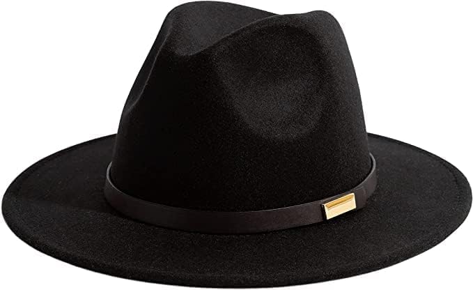 Fedora Hats for Men Wide Brim Panama Hat with Classic Belt