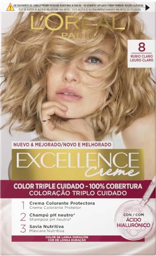 L'Oréal Paris Excellence Crème Tinte Permanente, 8 Rubio Claro