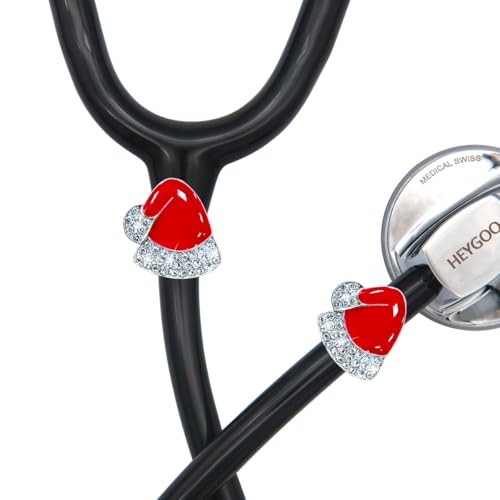 HEYGOO 2 Pack Bling Hat Stethoscope Charms Compatible with Littmann, Stethoscope Id Name Tag with Sparkling Silvery Rhinestones for Doctor Nurse