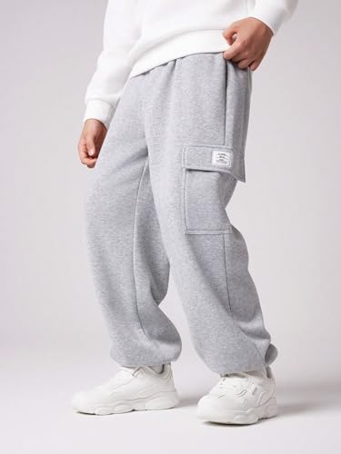 Boy's Wide Leg Cargo Baggy Sweatpants Casual Sports Jogges Long Trousers with Pockets3
