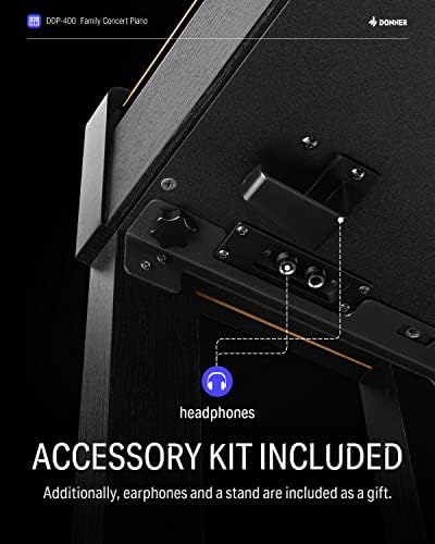 Digital Piano, Donner 88 Key Piano Weighted Keyboard, premium upright Keyboard Piano for Beginner Professional, Home Piano Full Size luxury Electric Keyboard with Headphone Power Adapter DDP-400