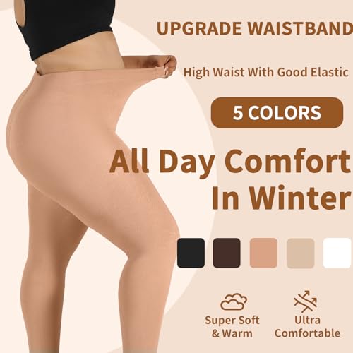 Image of DancMolly Plus Size Fleece Lined Tights Winter Warm Womens Tights, High Waisted Opaque Pantyhose