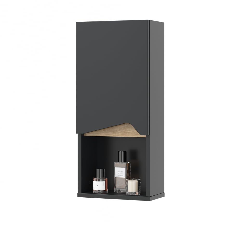 Vicco Armoire de Marelle, Anthracite/Artisan, 30x67cm avec Porte et Compartiment Ouvert, pour Montage Mural pour Un Rangement Peu encombrant